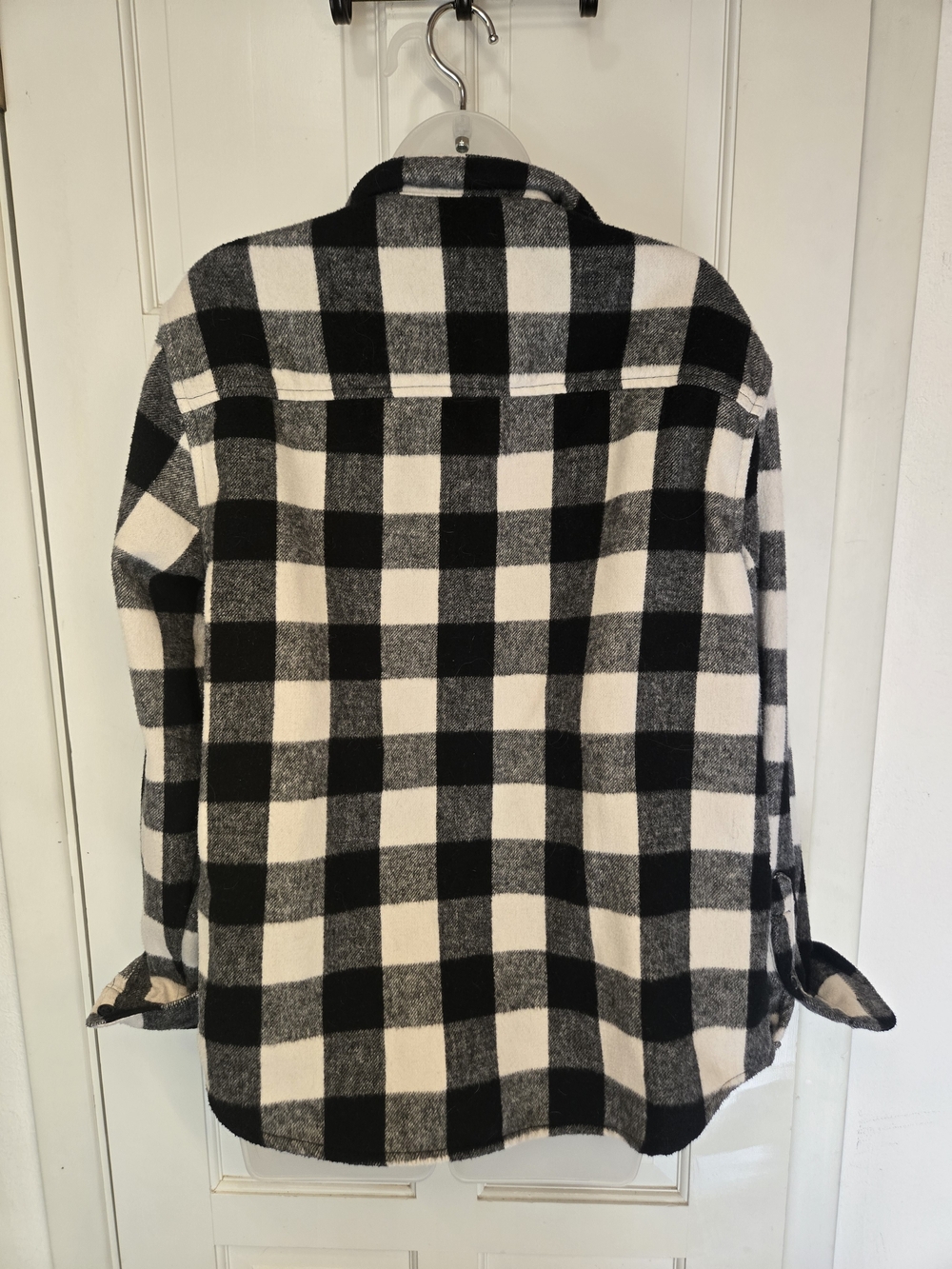 GAP Black and White Buffalo Plaid Shacket Wool Blend M - Picture 5 of 9